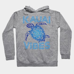 Polynesian Blue Tribal Sea Turtle Kauai Vibes Hawaii Island Hoodie